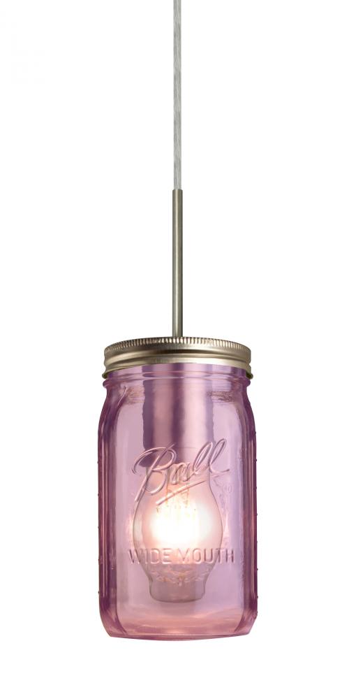 Besa Pendant For Multiport Canopy Milo 4 Satin Nickel Purple 1x5W LED Filament