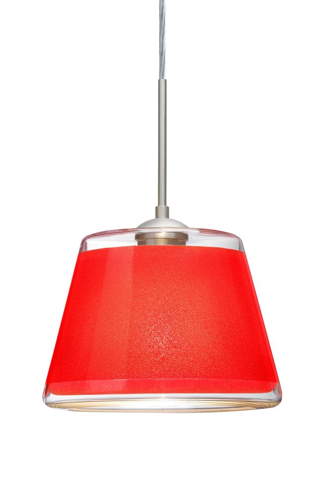 Besa Pendant For Multiport Canopy Pica 9 Satin Nickel Red Sand 1x75W Medium Base