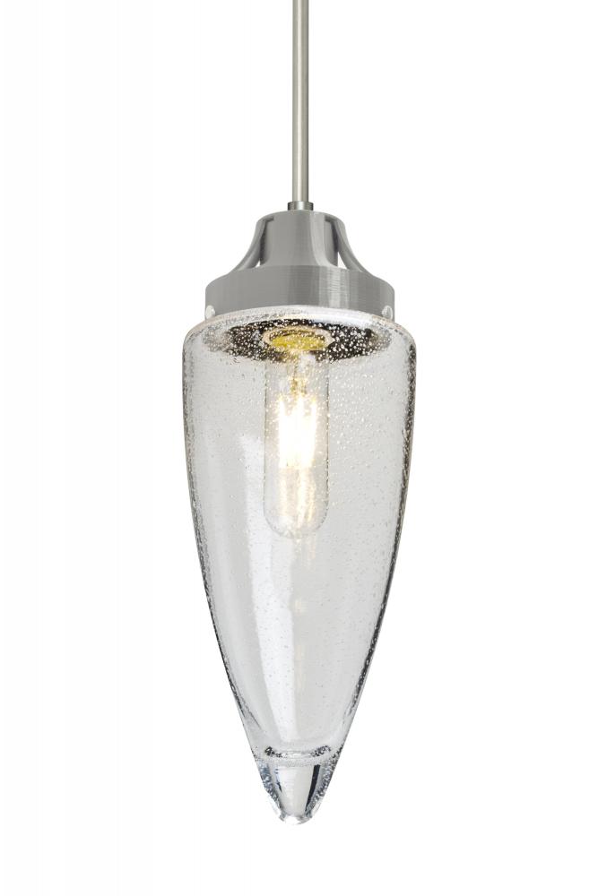 Besa, Sulu Cord Pendant For Multiport Canopy, Clear Bubble, Satin Nickel Finish, 1x4W