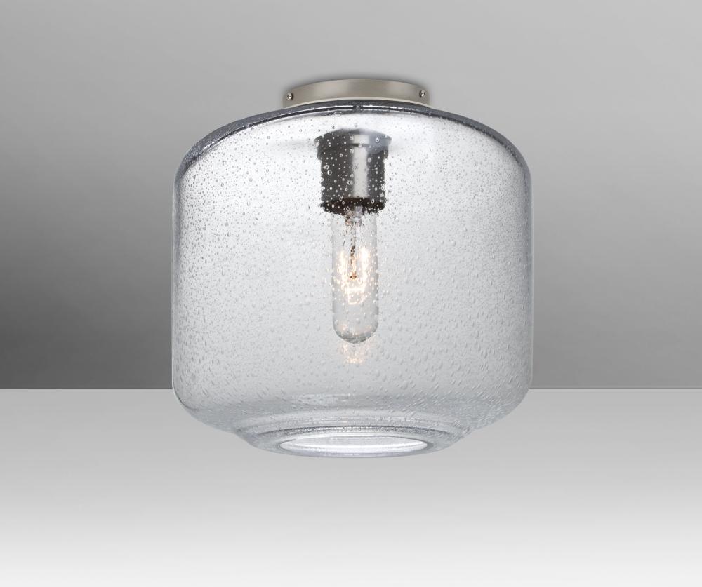 Besa Niles 10 Ceiling, Clear Bubble, Satin Nickel Finish, 1x60W T10