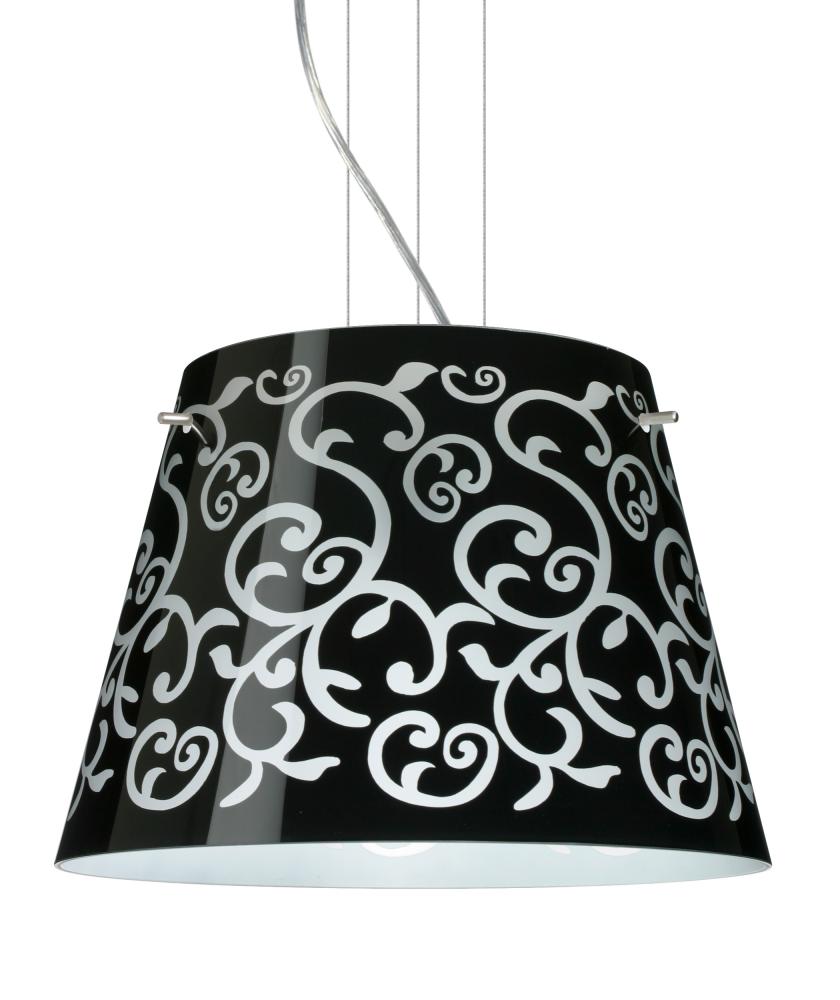 Besa Amelia 15 LED Pendant 1KV Black Damask Satin Nickel 3x11W LED