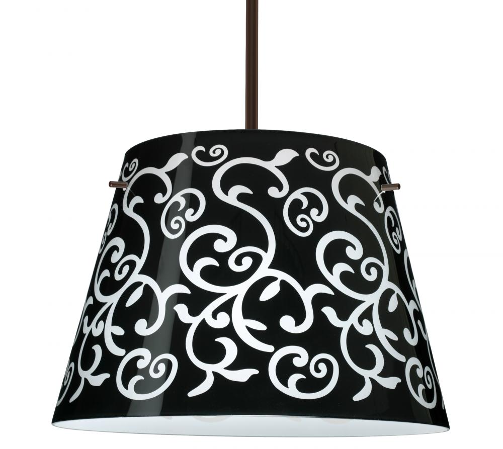 Besa Amelia 18 LED Pendant 1KT Black Damask Bronze 3x11W LED