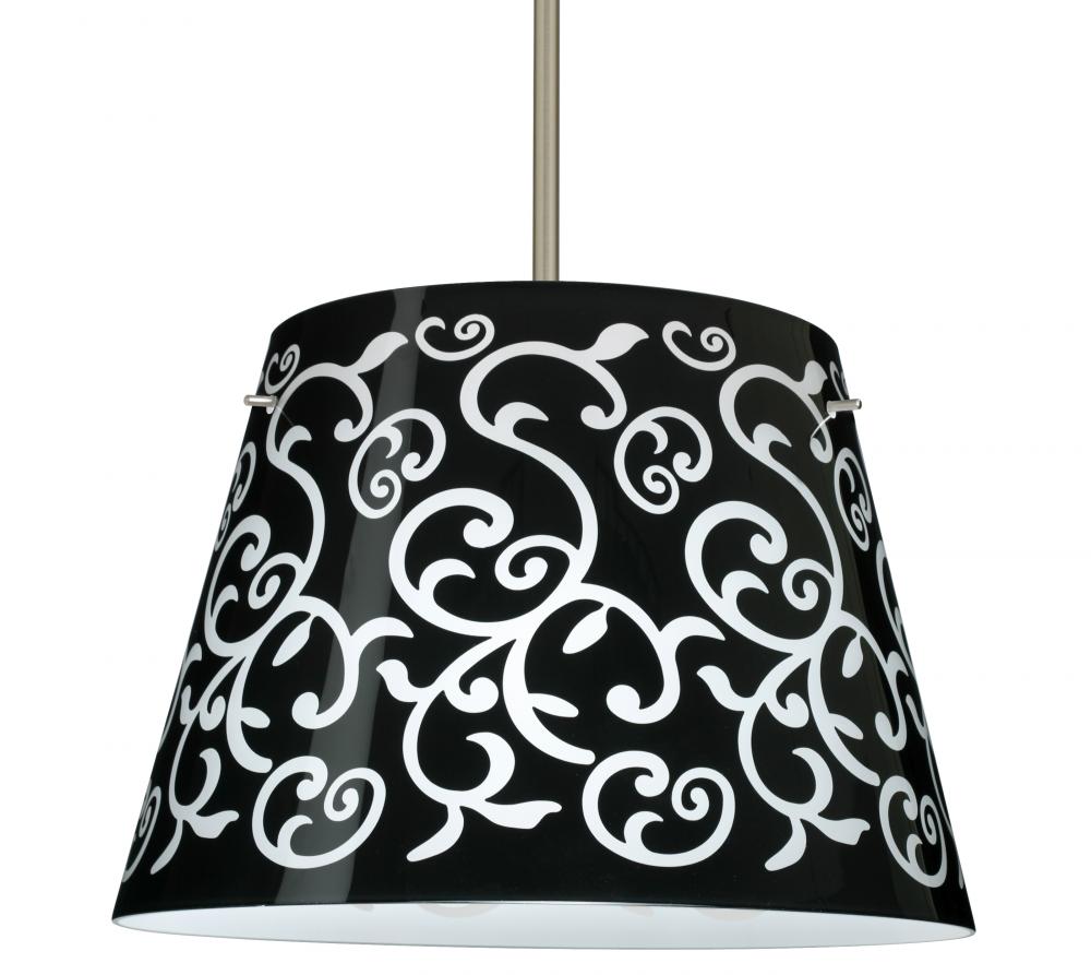 Besa Amelia 18 LED Pendant 1KT Black Damask Satin Nickel 3x11W LED