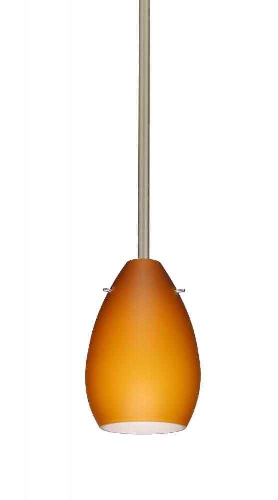 Besa Pera 6 Stem Pendant Satin Nickel Amber Matte 1x50W Candelabra