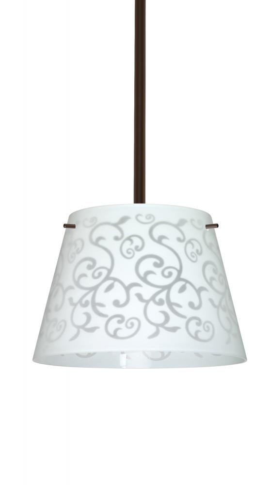 Besa Stem Pendant Amelia 12 Bronze White Damask 1x100W A19