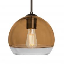 Besa Lighting 1JC-ALLY8AM-EDIL-BR - Besa, Ally 8 Cord Pendant, Amber/Clear, Bronze Finish, 1x5W LED Filament