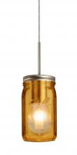 Besa Lighting 1JC-MILO4AM-SN - Besa Pendant Milo 4 Satin Nickel Amber 1x40W Medium Base A15