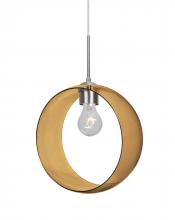 Besa Lighting 1JC-PLATOAM-SN-NI - Besa, Plato Cord Pendant, Amber, Satin Nickel Finish, 1x60W Medium Base