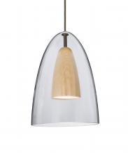 Besa Lighting 1JT-DANOCLNA-LED-BR - Besa, Dano Cord Pendant, Clear/Natural, Bronze Finish, 1x9W LED