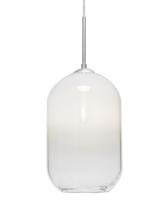 Besa Lighting 1JT-OMEGA12WH-SN - Besa, Omega 12 Cord Pendant,White/Clear, Satin Nickel Finish, 1x60W Medium Base