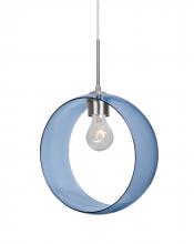 Besa Lighting 1JT-PLATOBL-SN-NI - Besa, Plato Cord Pendant, Blue, Satin Nickel Finish, 1x60W Medium Base