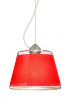 Besa Lighting 1KX-PIC9RD-SN - Besa Pica 9 Pendant 1Kx Red Sand Satin Nickel 1x75W Medium Base