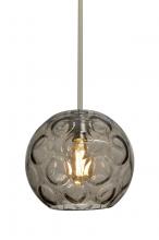 Besa Lighting 1TT-BOMYSM-EDIL-SN - Besa Bombay Cord Pendant, Smoke, Satin Nickel Finish, 1x8W LED Filament