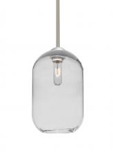 Besa Lighting 1TT-OMEGA12CL-SN - Besa, Omega 12 Stem Pendant,Clear, Satin Nickel Finish, 1x60W Medium Base