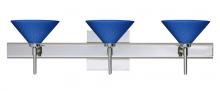 Besa Lighting 3SW-282484-CR-SQ - Besa Wall With SQ Canopy Kona Chrome Blue Starpoint 3x40W G9