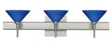 Besa Lighting 3SW-282484-SN-SQ - Besa Wall With SQ Canopy Kona Satin Nickel Blue Starpoint 3x40W G9