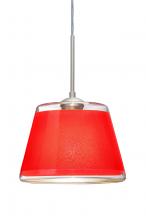 Besa Lighting J-PIC9RD-SN - Besa Pendant For Multiport Canopy Pica 9 Satin Nickel Red Sand 1x75W Medium Base