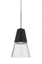 Besa Lighting X-TIMO6BC-LED-BR - Besa, Timo 6 Cord Pendant For Multiport Canopies,Clear/Black, Bronze Finish, 1x9W LED