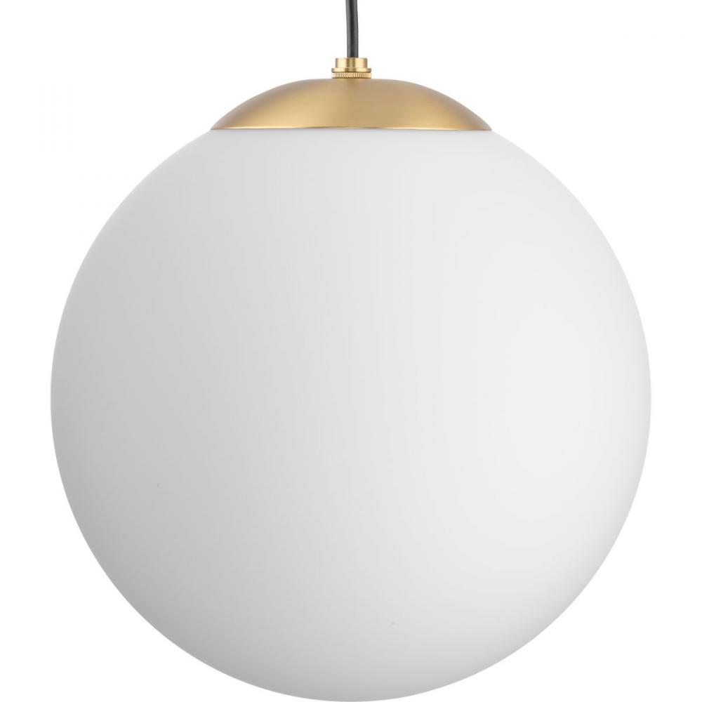 Atwell Collection Brushed Bronze and Opal Glass Globe Large Hanging Pendant Light