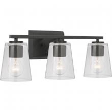 Progress P300459-31M - Vertex Collection Three-Light Matte Black Clear Glass Contemporary Bath Light