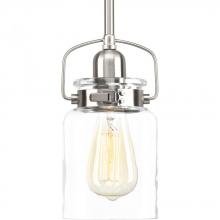 Progress P500055-009 - Calhoun Collection One-Light Brushed Nickel Clear Glass Farmhouse Mini-Pendant Light