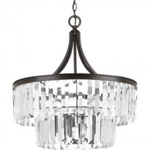 Progress P5321-20 - Glimmer Collection Five-Light Antique Bronze Clear Glass Luxe Pendant Light