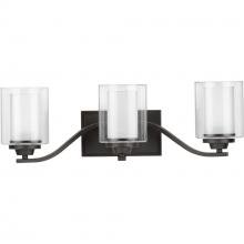 Progress P300122-143 - Kene Collection Three-Light Graphite Clear Glass Craftsman Bath Vanity Light