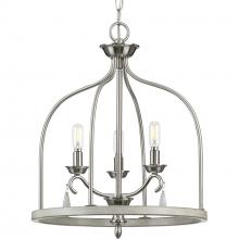 Progress P500296-009 - Vinings Collection Three-Light Brushed Nickel and Grey Washed Oak Foyer Pendant Light