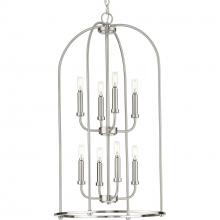 Progress P500303-009 - Leyden Collection Eight-Light Brushed Nickel Farmhouse Style Foyer Pendant Light