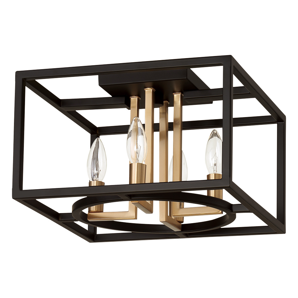 4x60W open frame ceiling light With a matte black and gold finish