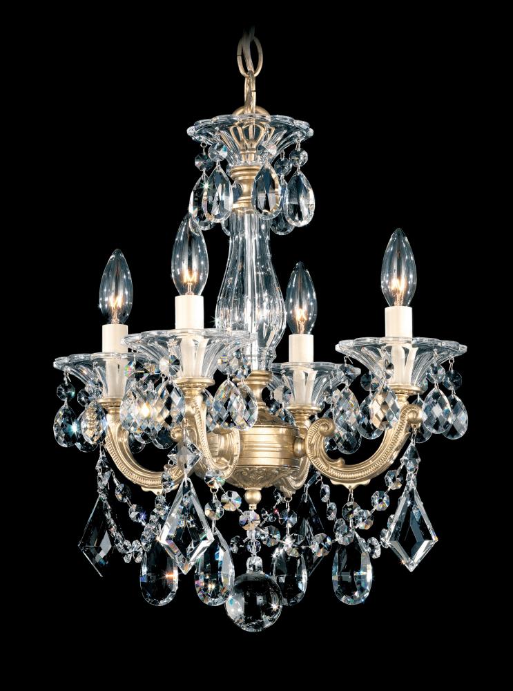 La Scala 4 Light 120V Chandelier in Parchment Gold with Clear Heritage Handcut Crystal