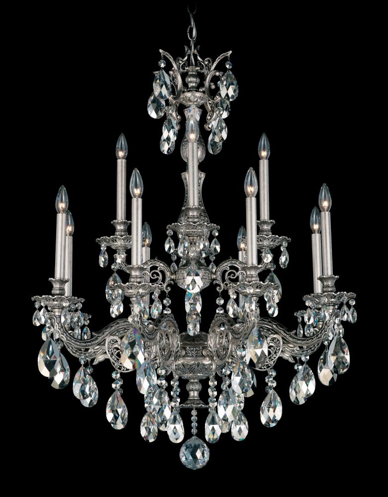 Milano 12 Light 120V Chandelier in Heirloom Gold with Clear Heritage Handcut Crystal