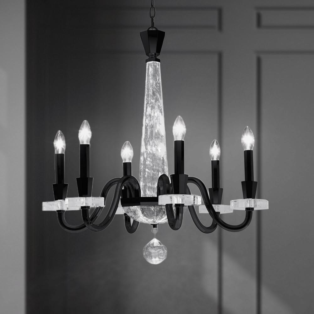 Amadeus 6 Light 120V Chandelier in Black with Optic Haze Quartz