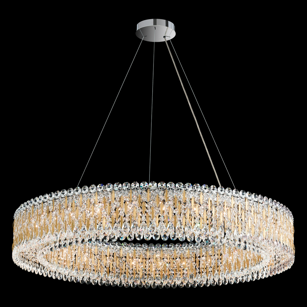 Sarella 27 Light 120V Pendant in Polished Stainless Steel with Clear Radiance Crystal