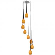 PLC Lighting 67028 AMB/BK - 8 Light Mini Pendant Dew Collection 67028 AMB/BK