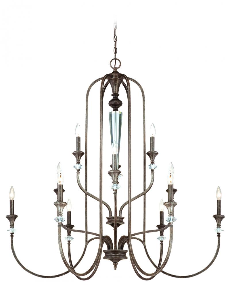 Boulevard 12 Light Chandelier in Mocha Bronze/Silver Accents