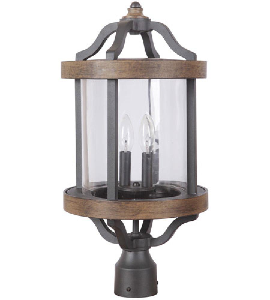 Ashwood 2 Light Outdoor Post Mount in Textured Black/Whiskey Barrel