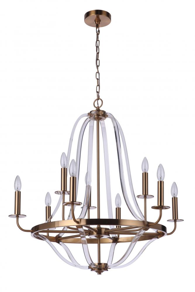 Graclyn 9 Light Chandelier in Satin Brass