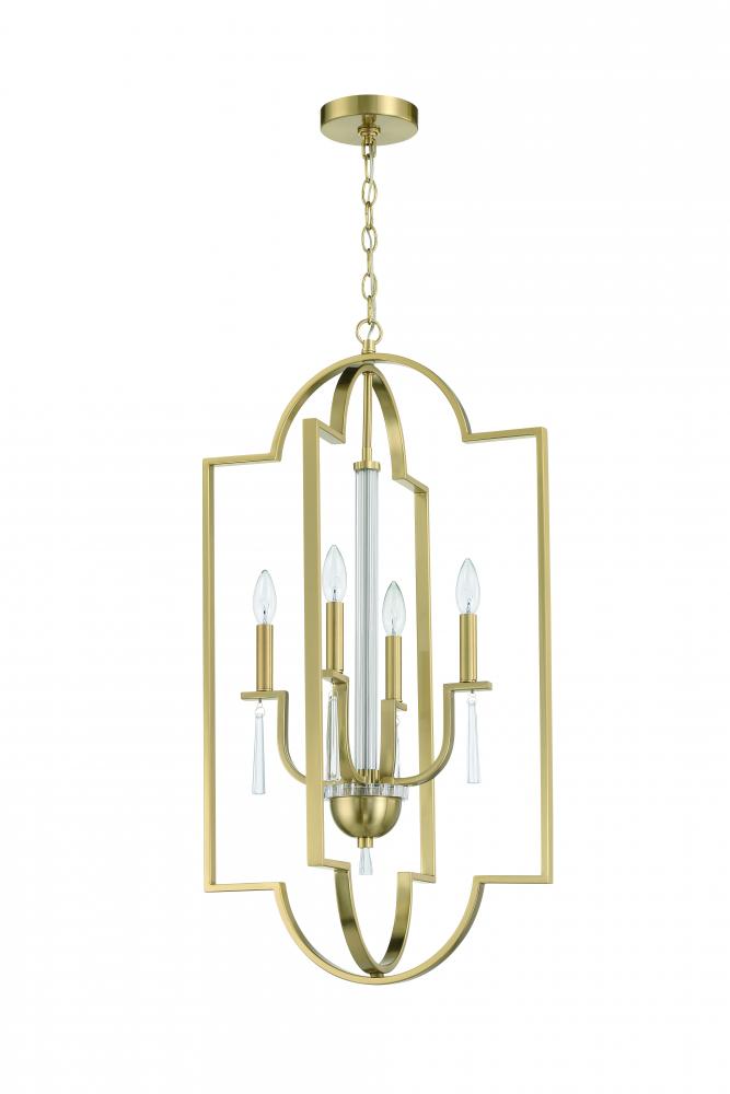 Fortuna 4 Light Foyer in Satin Brass