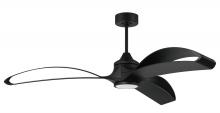 Craftmade BDX60FB3 - 60" Bandeaux Fan Flat Black, Flat Black Finish Blades, light kit Included (Optional)