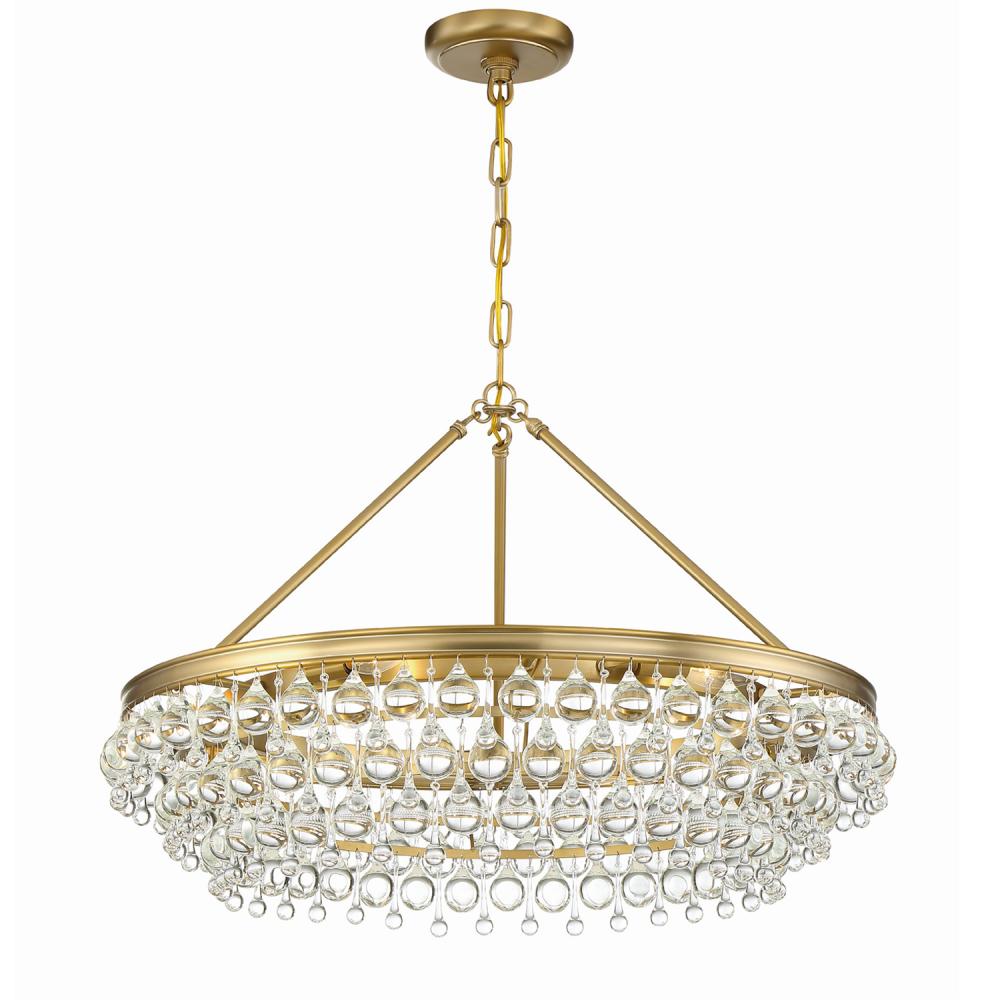 Calypso 6 Light Crystal Teardrop Vibrant Gold Chandelier