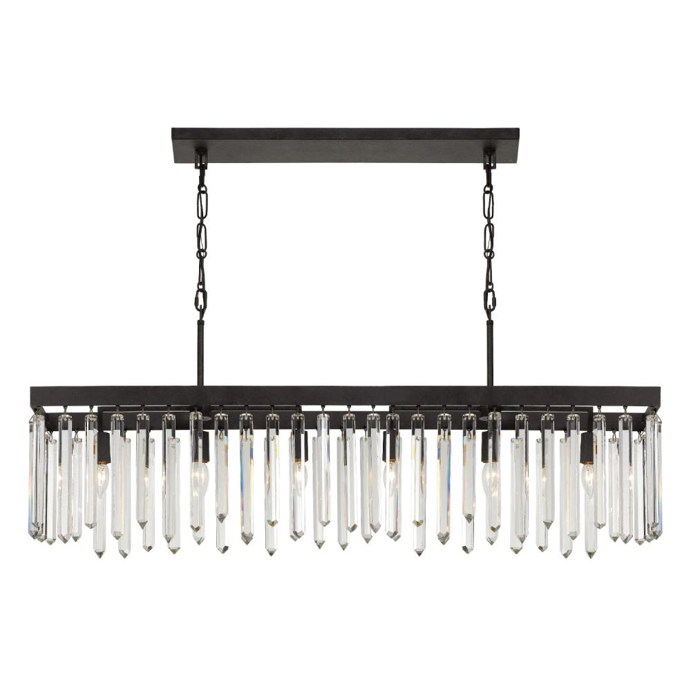 Hollis 6 Light Forged Bronze Linear Chandelier