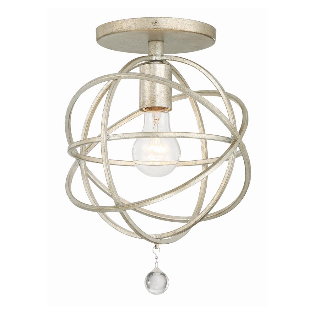 Solaris 1 Light Olde Silver Semi Flush Mount