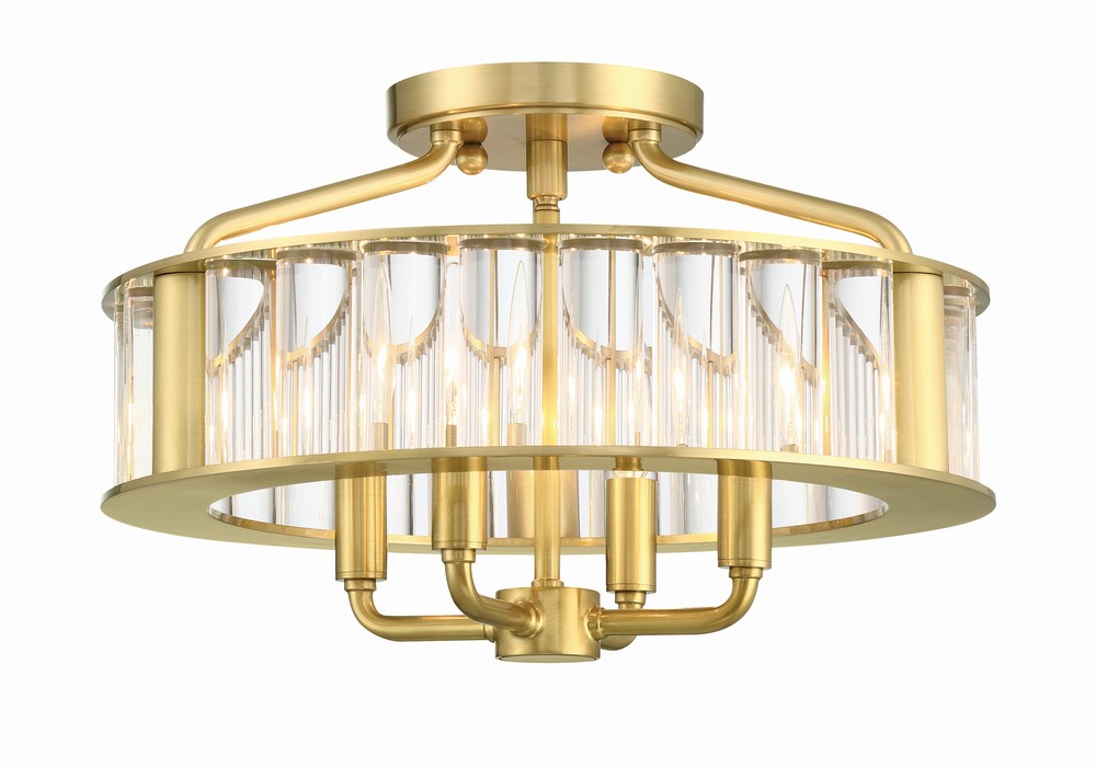 Libby Langdon Farris 4 Light Aged Brass Semi Flush Mount