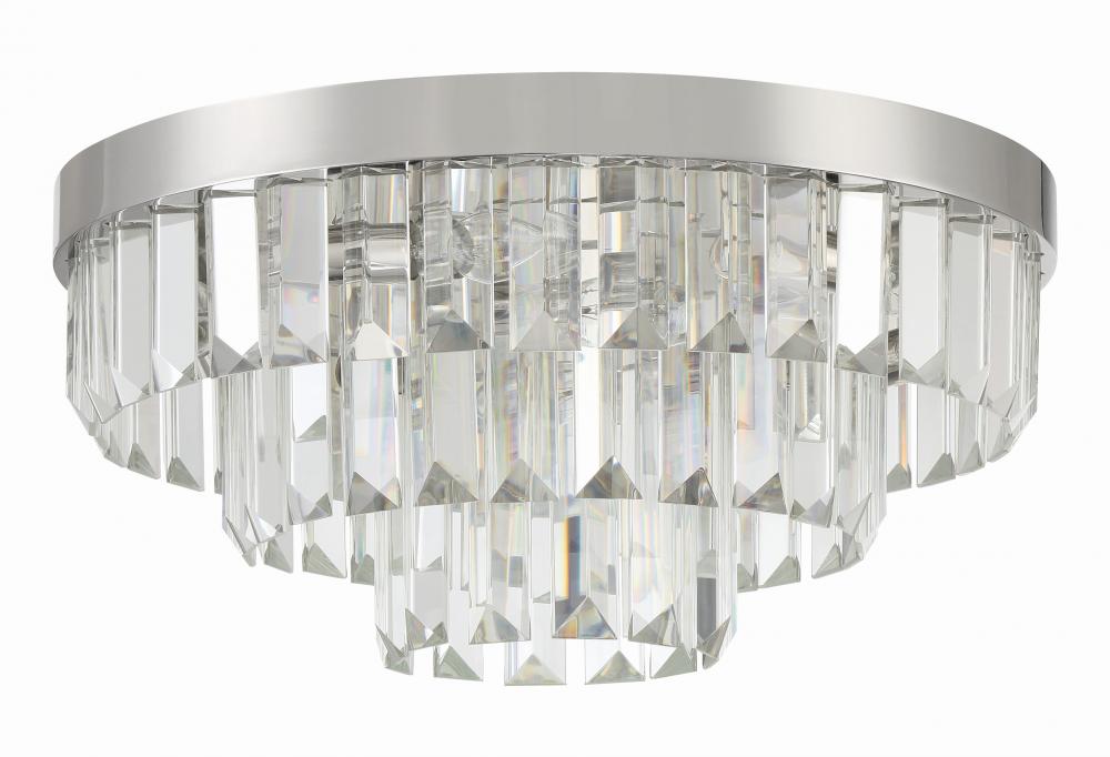 Hayes 8 Light Polished Nickel Flush Mount