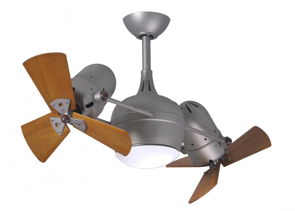 Dagny 360° double-headed rotational ceiling fan with light kit in Brushed Nickel finish with soli