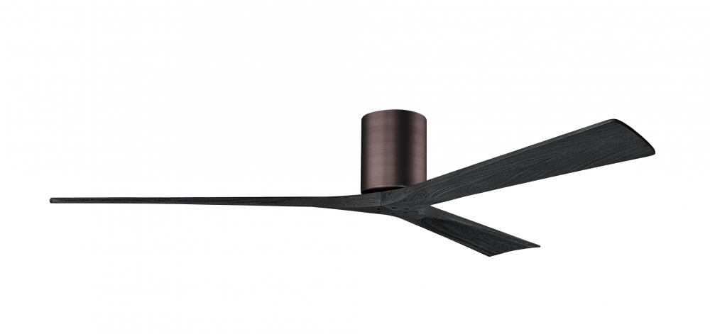 Irene-3H three-blade flush mount paddle fan in Brushed Bronze finish with 72” solid matte black