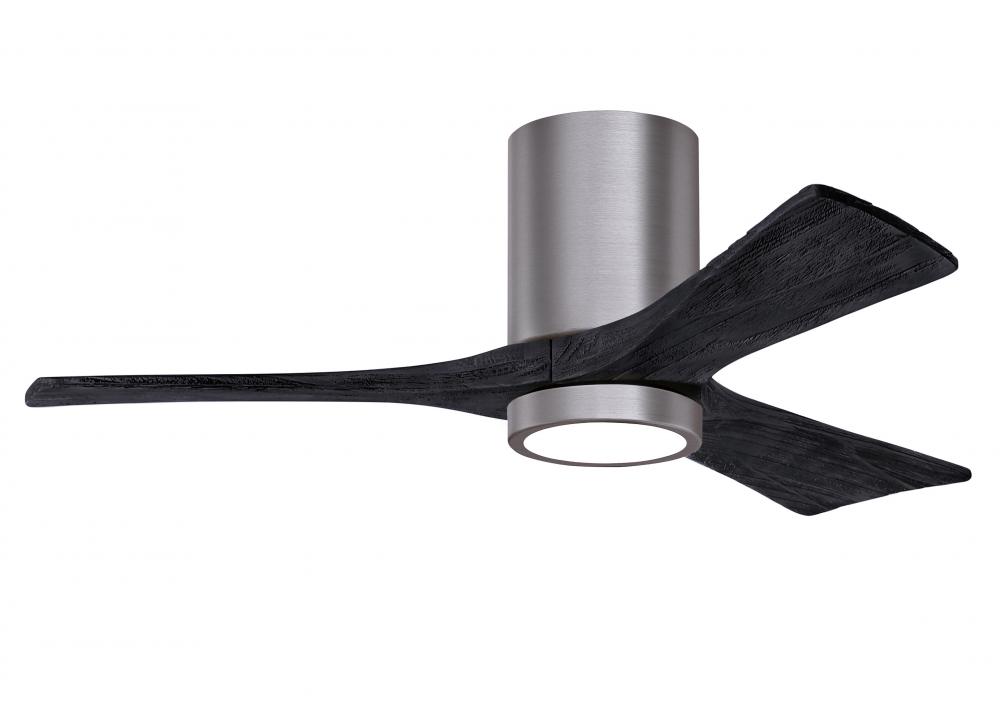 Irene-3HLK three-blade flush mount paddle fan in Brushed Pewter finish with 42” Matte Black tone