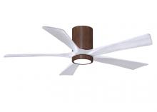 Matthews Fan Company IR5HLK-WN-MWH-52 - IR5HLK five-blade flush mount paddle fan in Walnut finish with 52” solid matte white wood blades