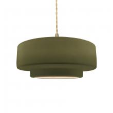 Justice Design Group CER-6543-MGRN-BRSS-BEIG-TWST - Medium Tier 1-Light Pendant